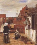 A Woman and her Maid in a Coutyard (mk08), Pieter de Hooch